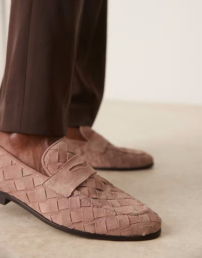 Плетёные мокасины ASOS DESIGN из розовой замши — фото 2