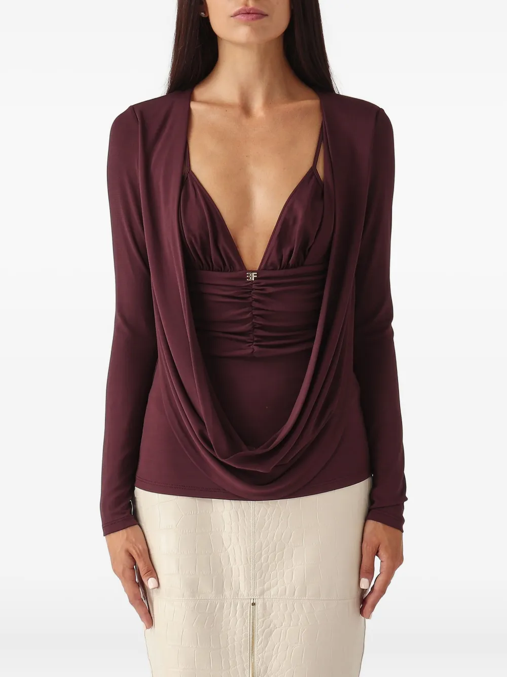 

Драпированный топ со сборками Elisabetta Franchi, красный