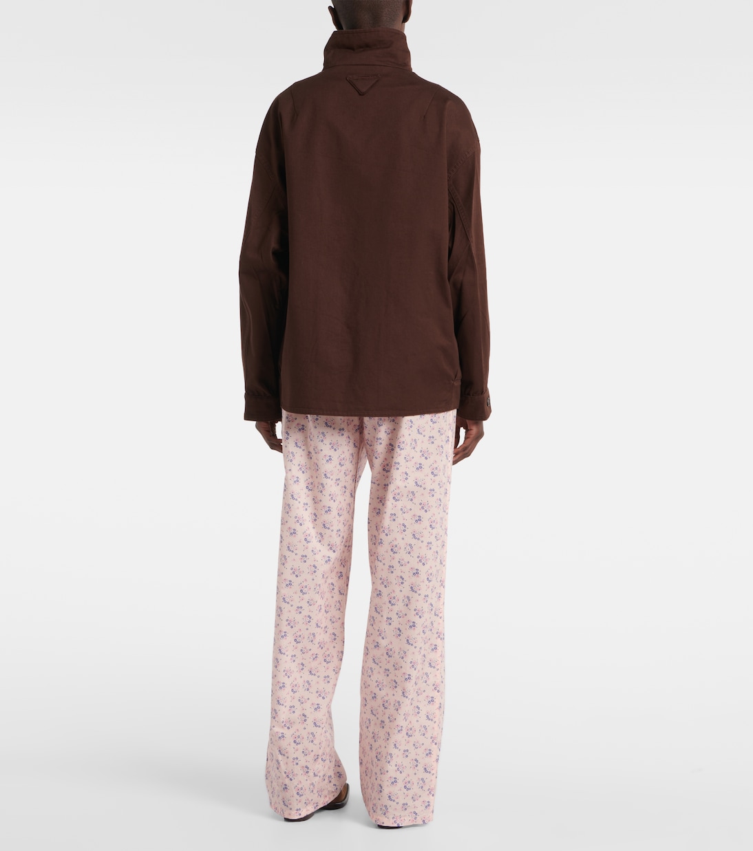 Хлопковая полевая куртка свободного кроя Prada, Cacao — фото 3