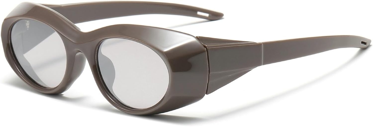 

Ретро овальные солнцезащитные очки для женщин и мужчин, модные панк-очки в стиле 90-х, овальная форма, винтажные женские очки с защитой от УФ-излучения mincl, Brown Silver