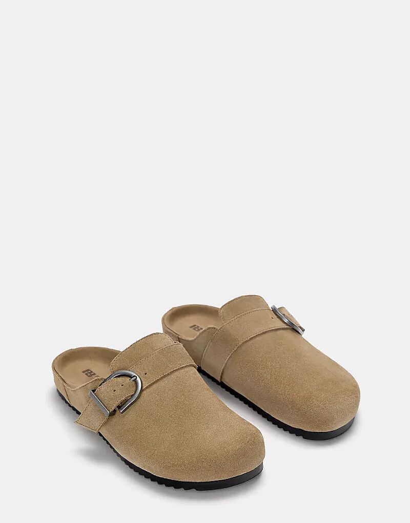 Кожаные сабо Pull&Bear с пряжками коричневого цвета