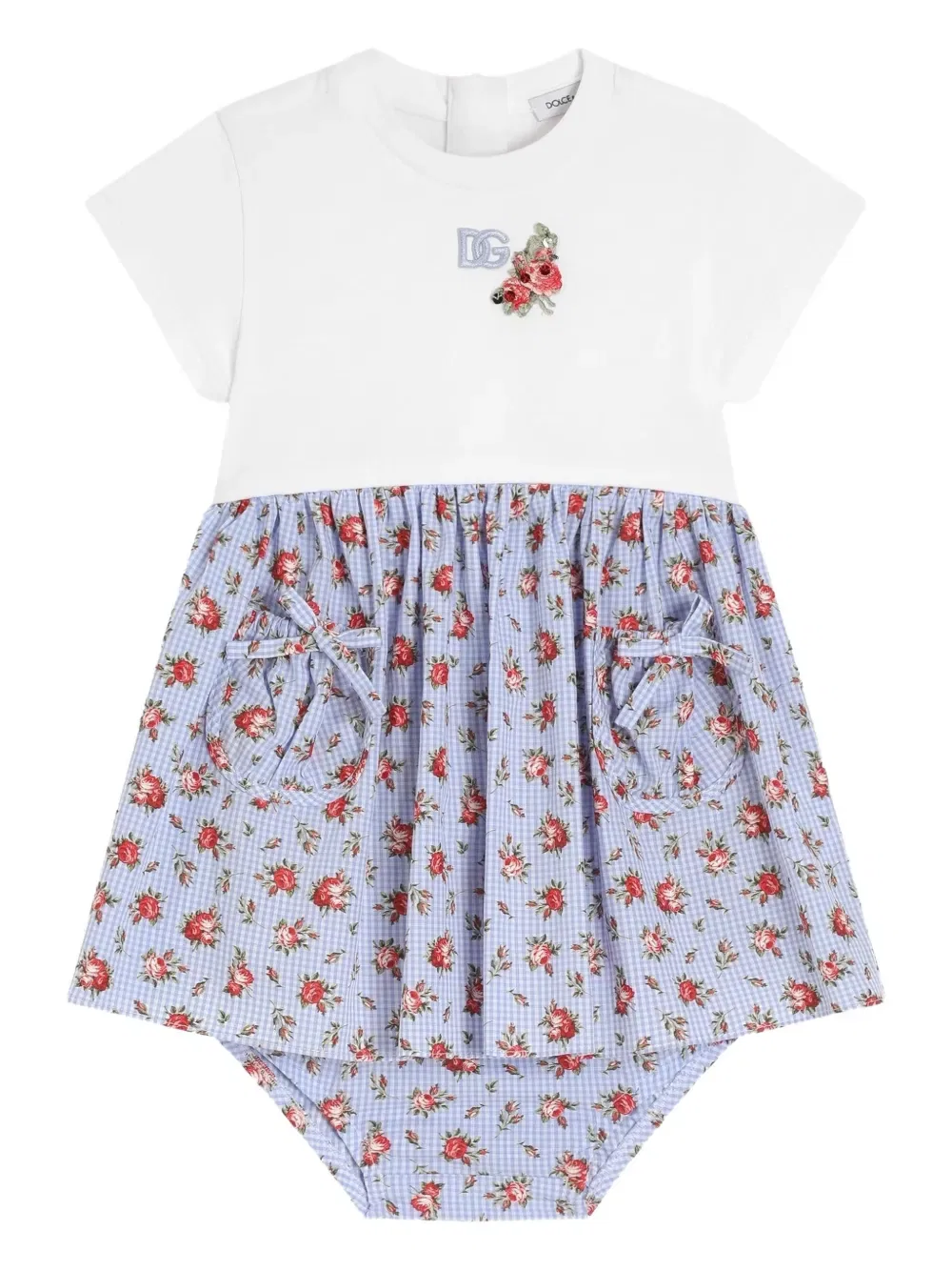Платье с цветочным принтом и боковыми карманами Dolce & Gabbana Kids, белый