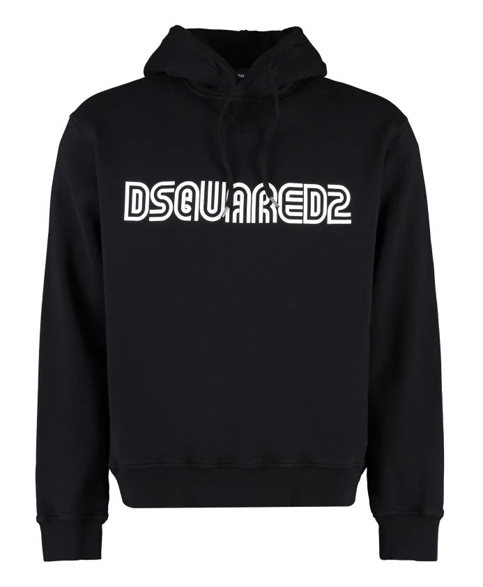 

Худи с логотипом и ребристыми манжетами. Dsquared2, черный
