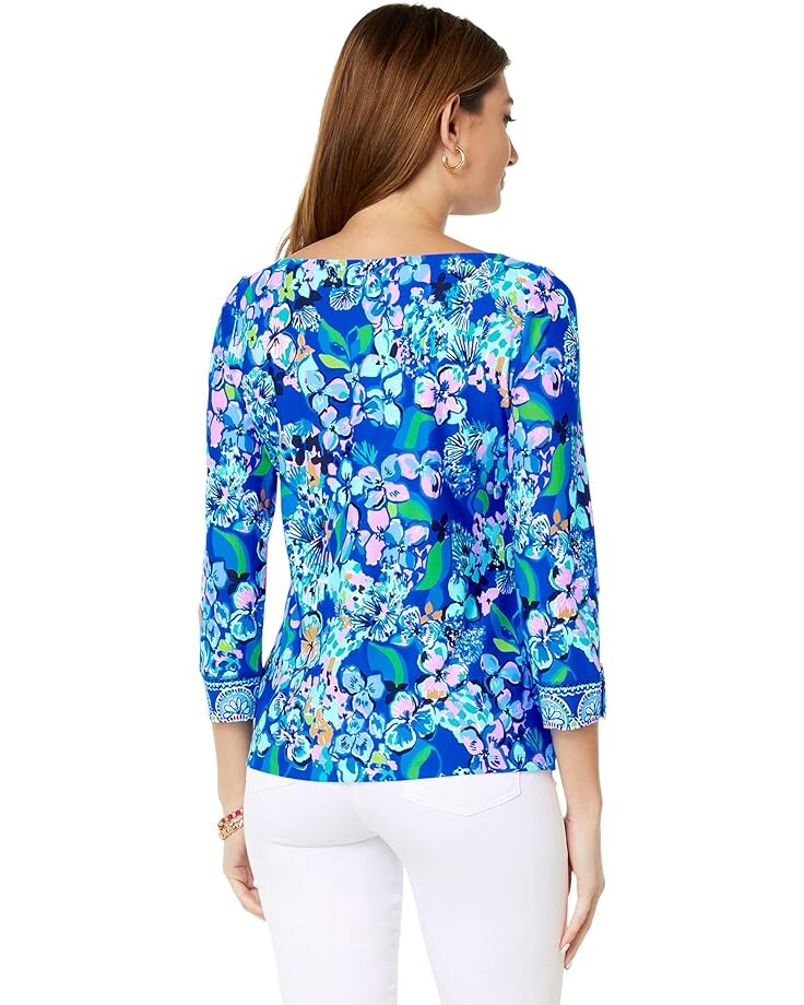 

Топ Lilly Pulitzer Everlynn UPF 50+ Top, цвет Blue Grotto Twilight Tropics Engineered Chillylilly
