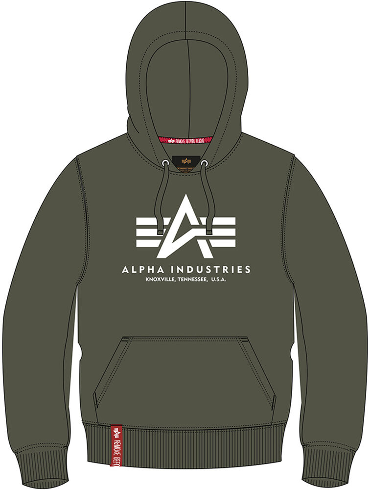 

Базовая толстовка с капюшоном Alpha Industries, зеленый/белый
