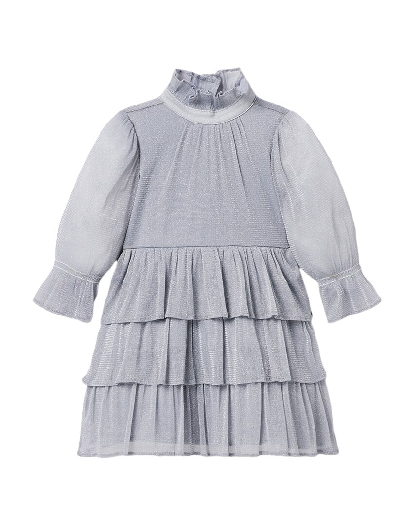 

Платье Janie and Jack Sparkle Mesh Ruffle, серебряный