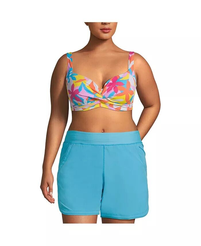 

Женские шорты для плавания Plus Size 5" с трусиками Lands' End, синий