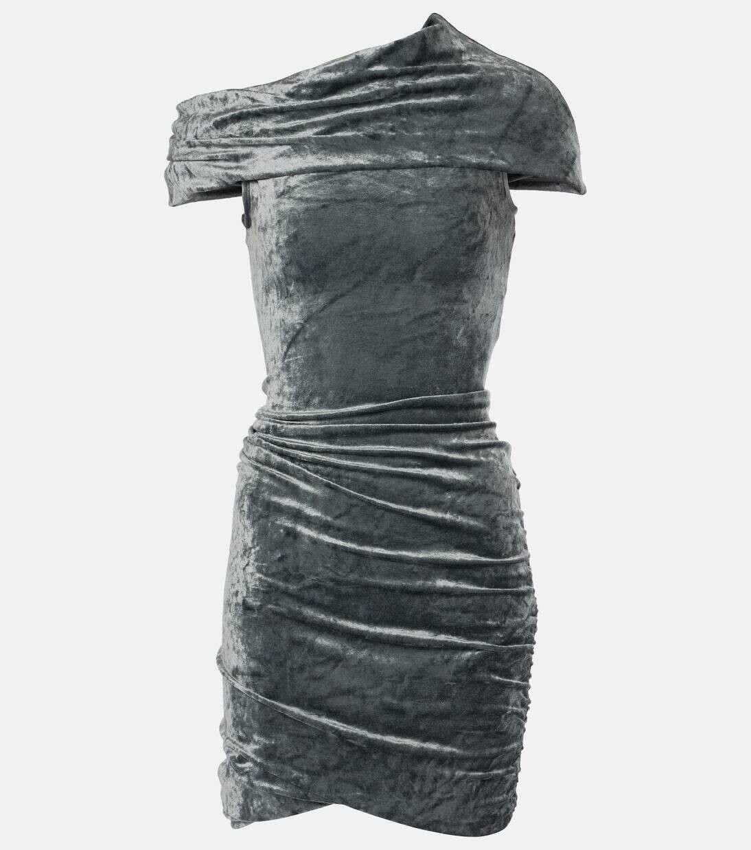 

Мини-платье Lola из бархата с драпировкой Rick Owens, цвет steel