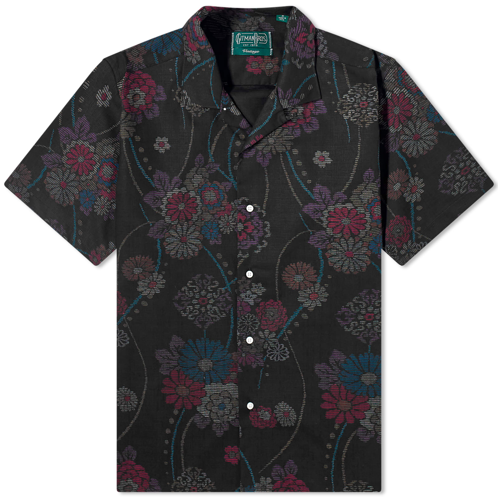 

Рубашка Gitman Vintage Floral Waffle Camp Shirt, черный