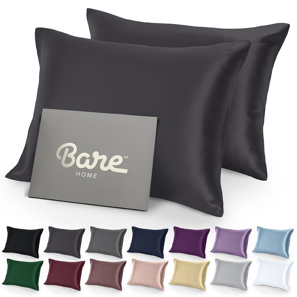 

Набор наволочек из атласа с застежкой-конвертом Bare Home, цвет Forged Iron Grey