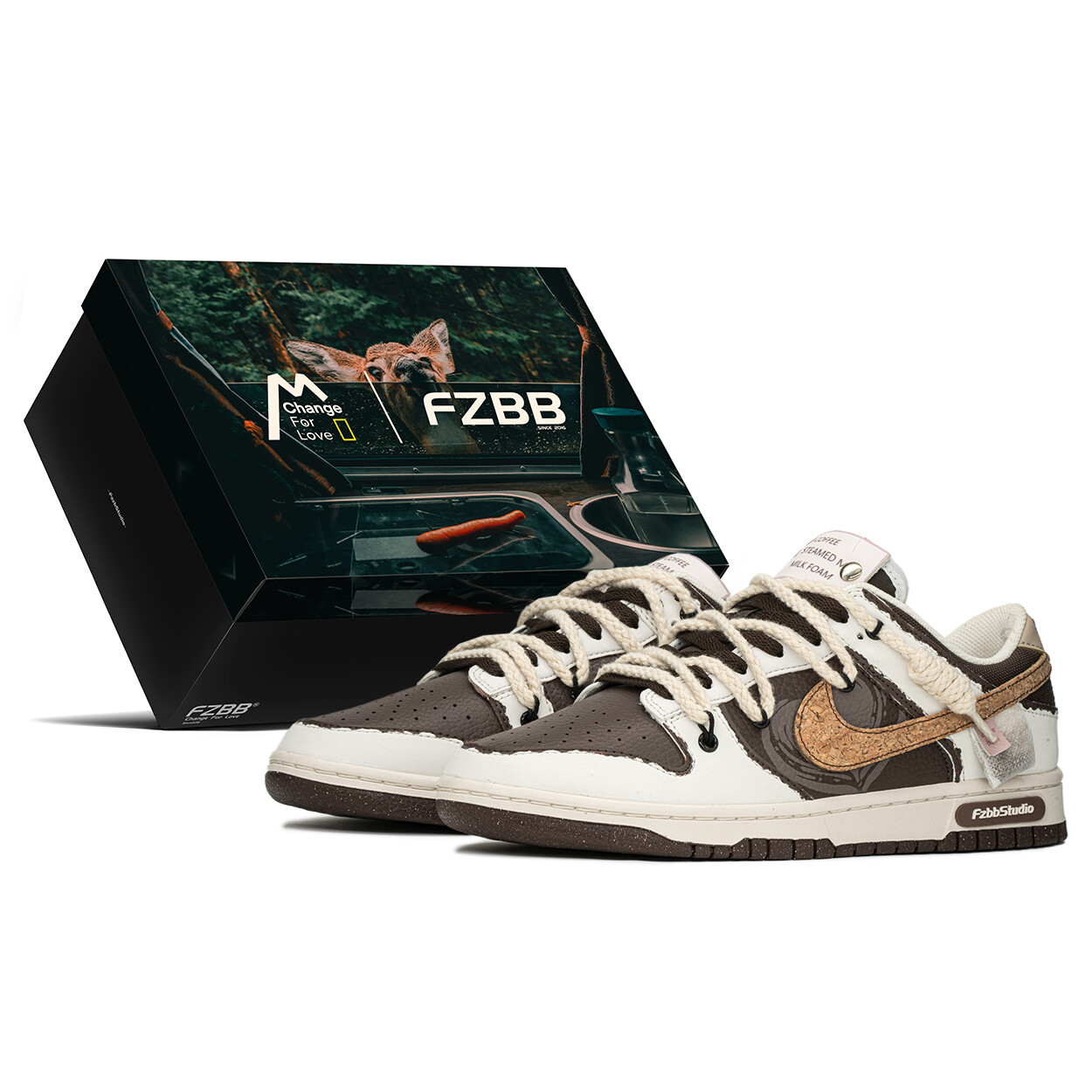 

Кроссовки Nike Dunk Skateboard Unisex Low-Top, белый/коричневый/бежевый