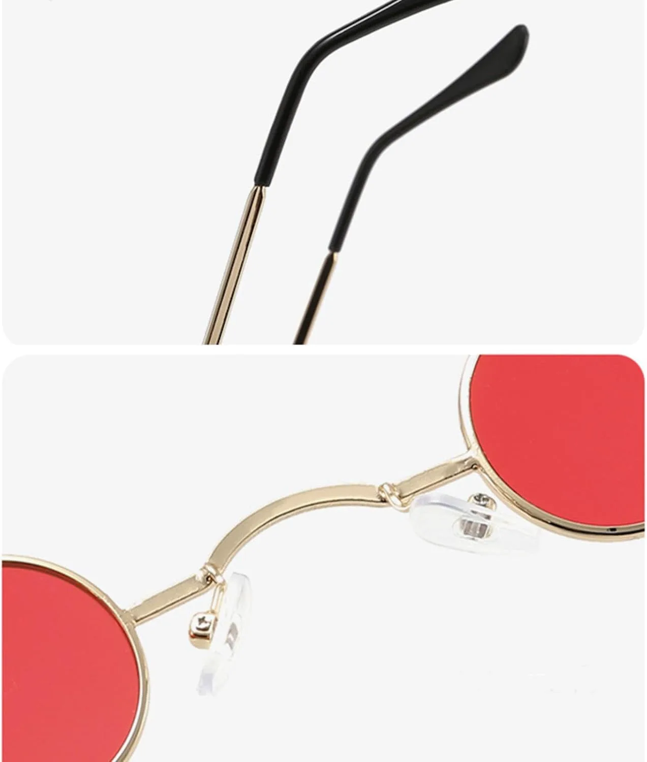 

Винтажные круглые мужские солнцезащитные очки в маленькой металлической оправе для женщин, ретро-модные очки с защитой от УФ-излучения UV400 TVTBBVV, Gold-red