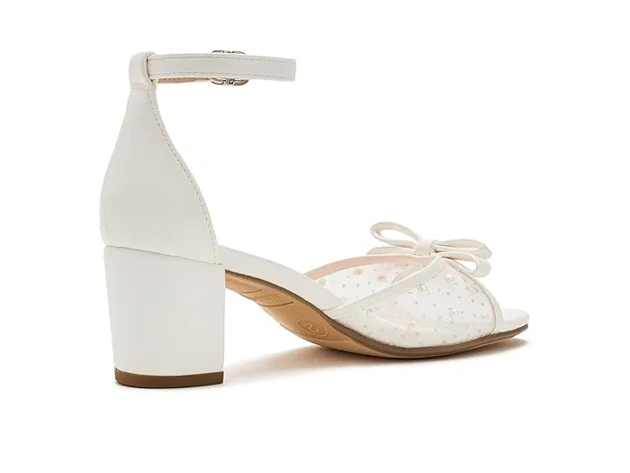 Туфли на каблуке с жемчугом Adia Steve Madden Kids, White Mesh — фото 4