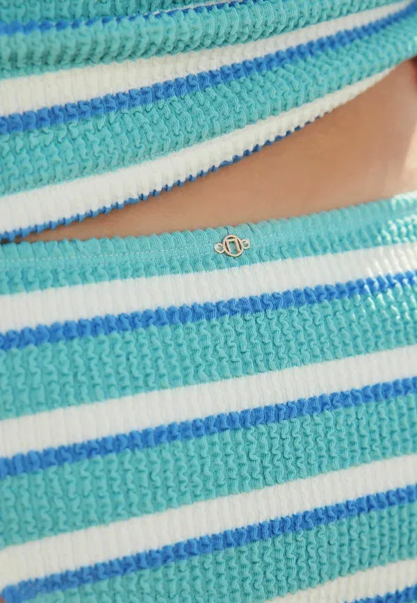 Трусы-бикини Next, aqua blue white crinkle stripe, бирюзово-белый в полоску