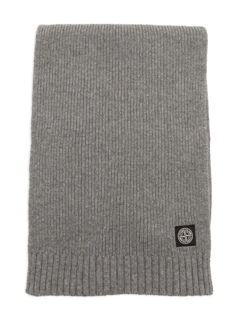 

Шарф в рубчик с логотипом Stone Island Junior, серый
