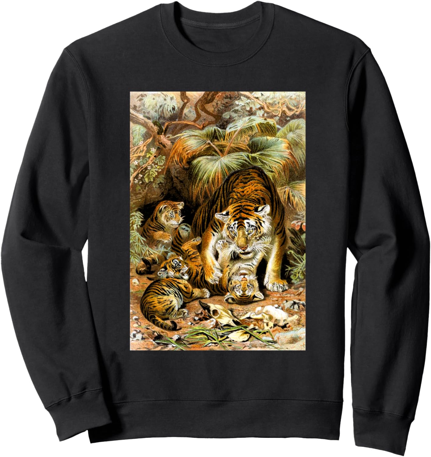 

Толстовка с надписью «Азиатская семья тигрят: мама и детеныши», начало века, черная Retro Vintage Movie Posters Prints Ads