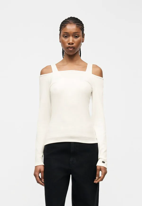 

Футболка с длинными рукавами и открытыми плечами с логотипом Gap, New Off White, Белый, Футболка с длинными рукавами и открытыми плечами с логотипом Gap, New Off White