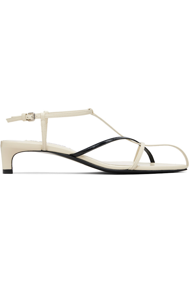 Jil Sander Сандалии Off-White с низким каблуком и ремешком