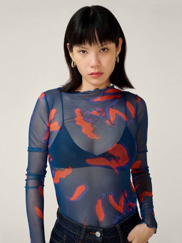 

Топ Lorrie из сетчатой ткани OMNES, Falling Leaf Print