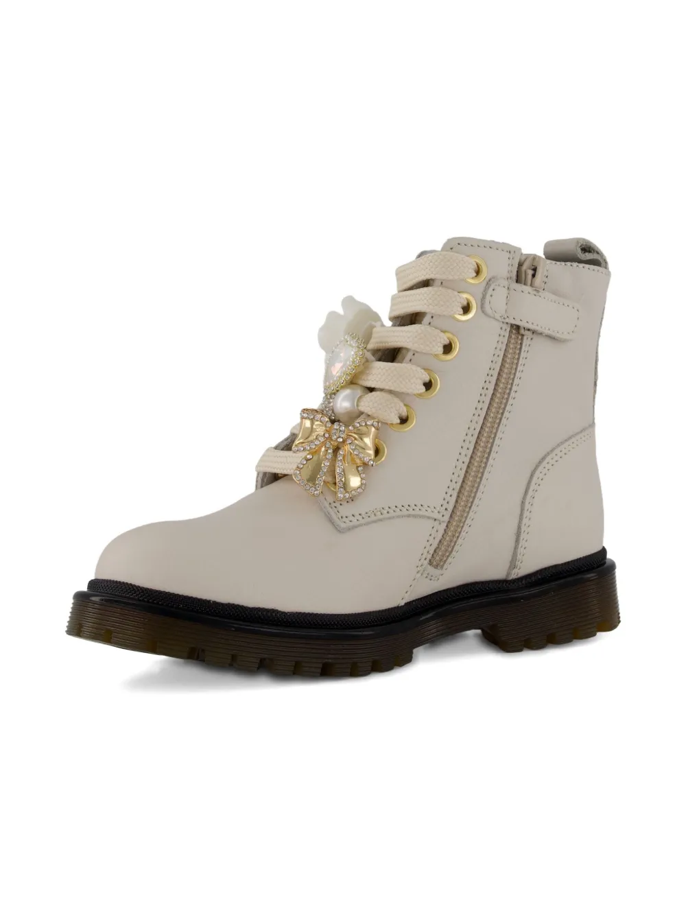 

Ботинки на шнуровке с цветочным принтом Monnalisa, нейтральный