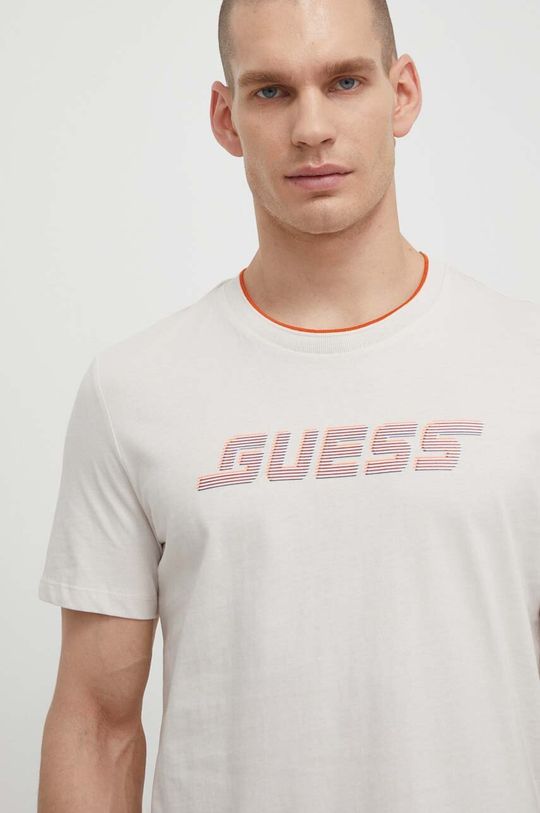 

Хлопковая футболка Guess, бежевый