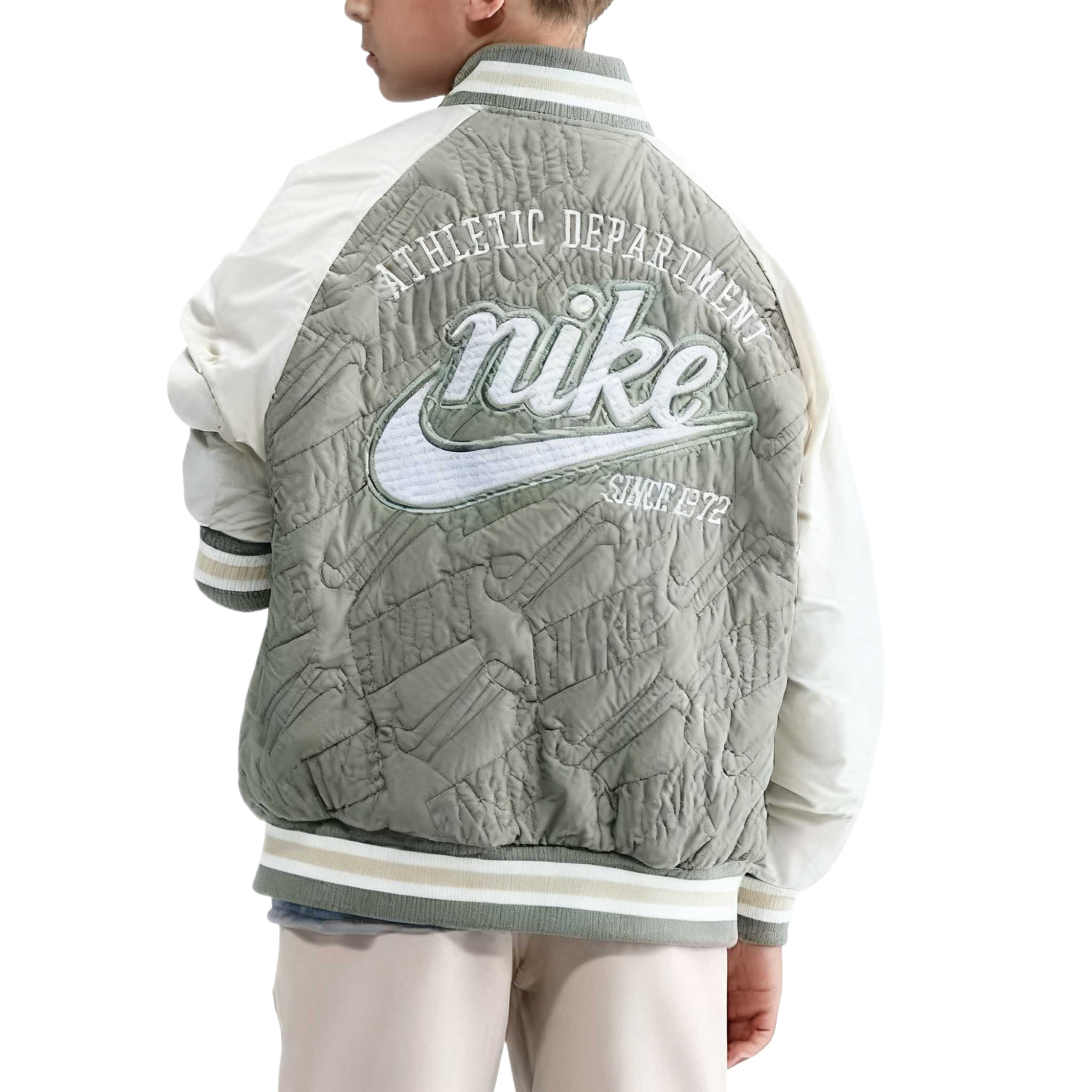 Куртка College стиль стеганая куртка для больших детей kids' Nike, серо-зеленый — фото 3