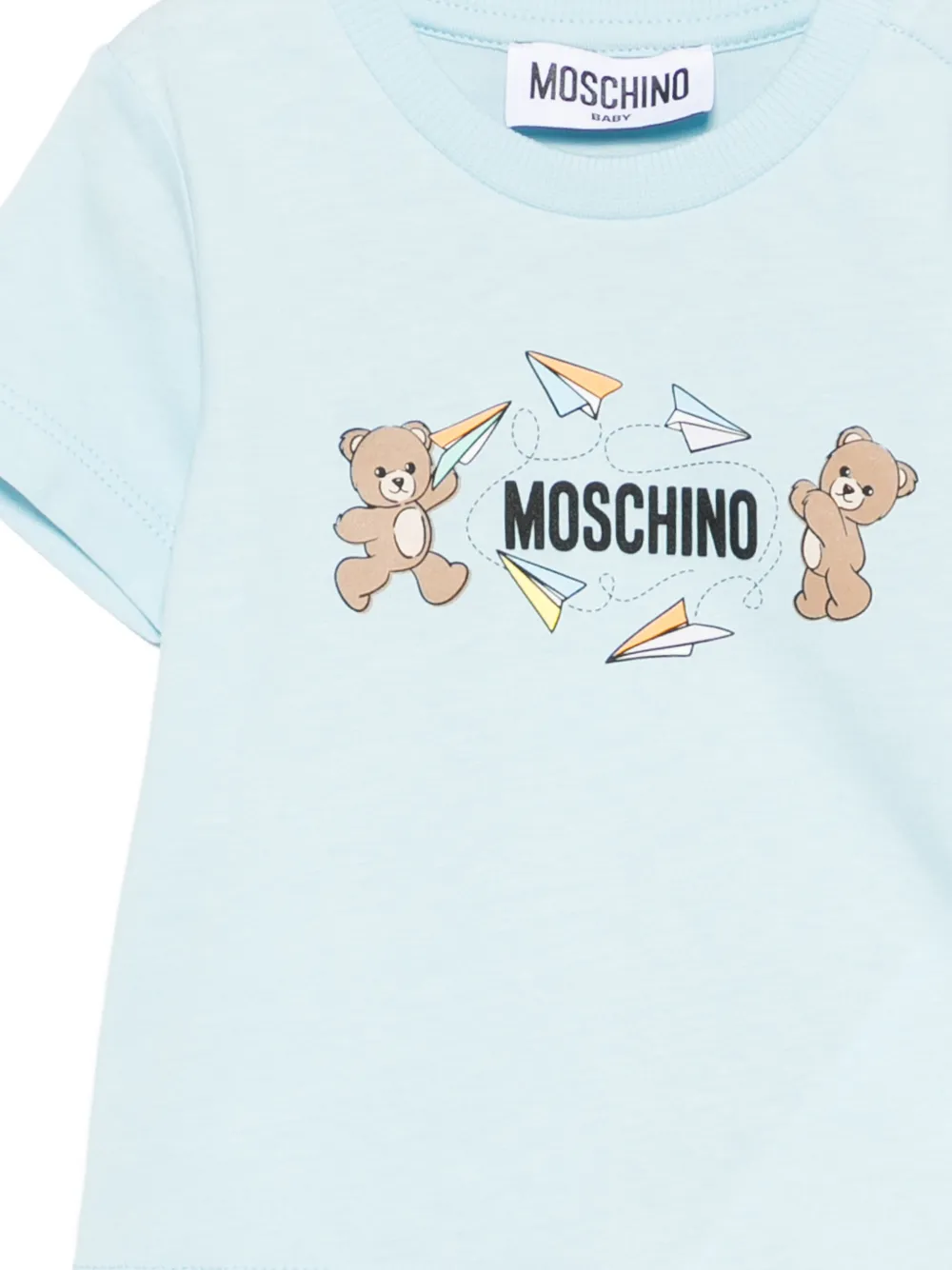 Футболка с изображением медведя Moschino Kids, синий — фото 3