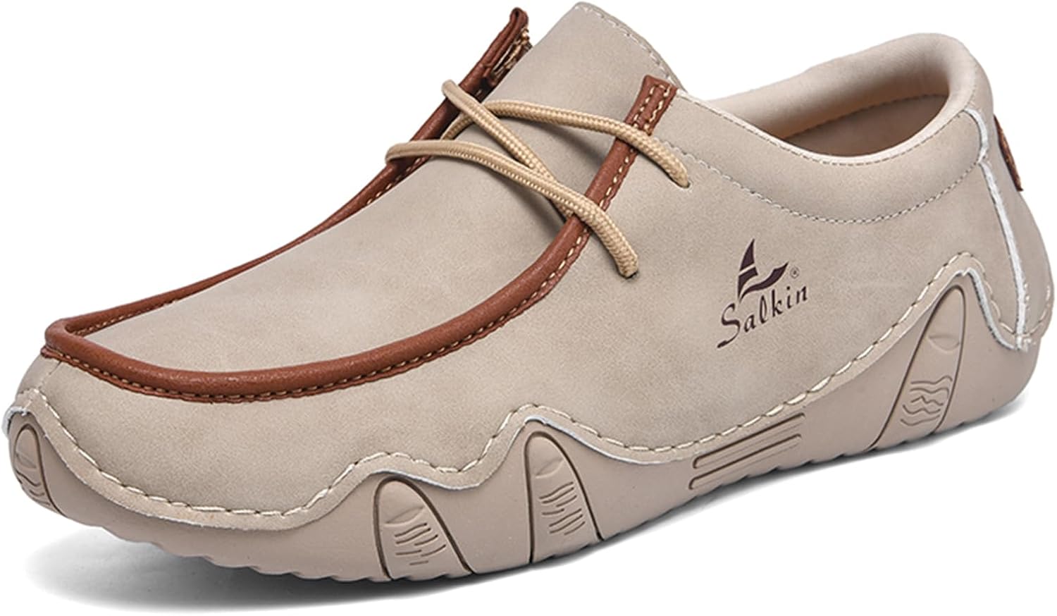 

Мужские кожаные повседневные лоферы без шнурков, легкие, с нескользящей подошвой, и прогулок, мягкие мокасины Lossarye, хаки