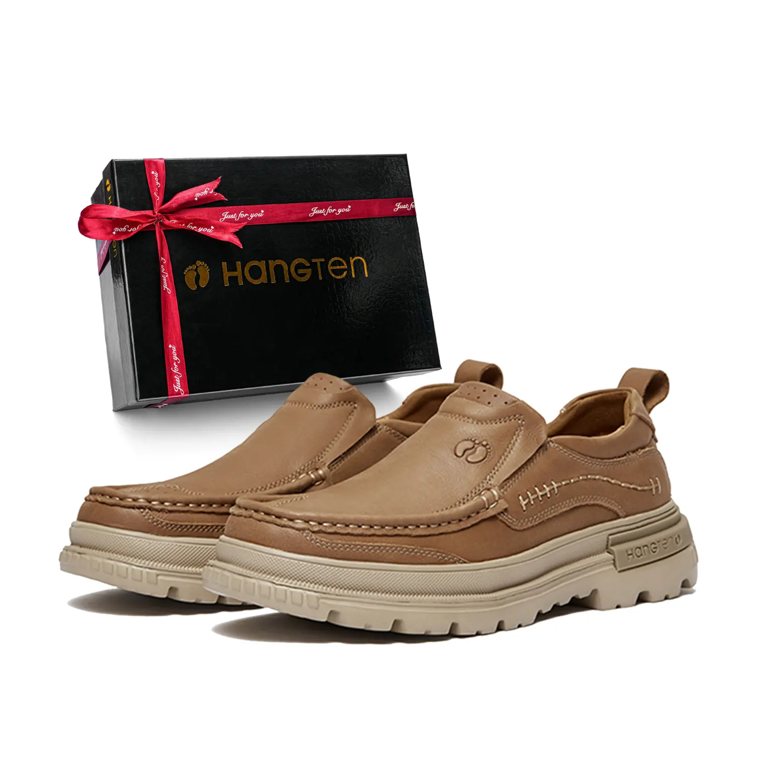 

HANG TEN Мужские повседневные туфли мужские низкие черные/светло-коричневые светло-коричневые, цвет Light Brown