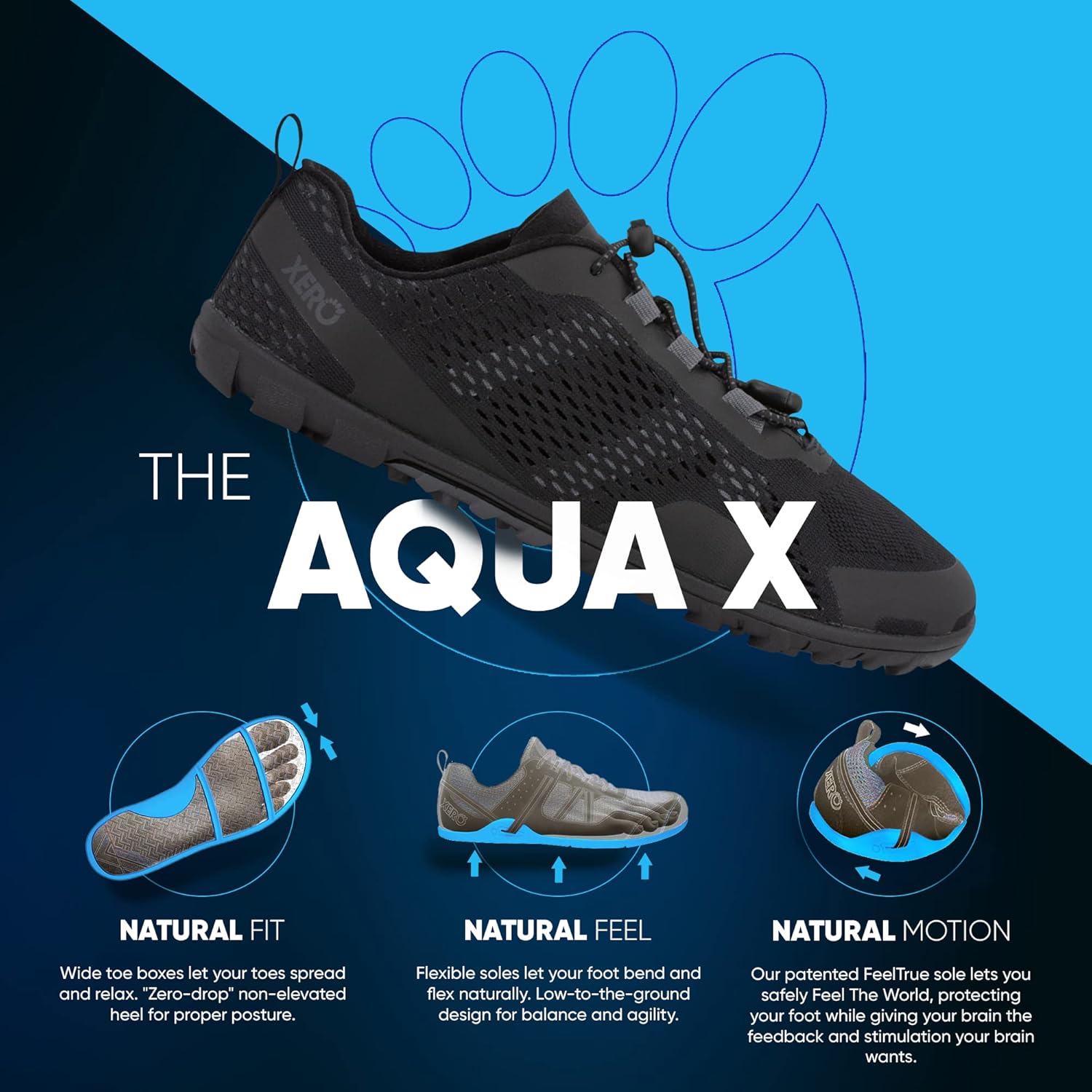 Мужские спортивные водные туфли Xero Shoes Aqua X Sport Barefoot, черный — фото 4