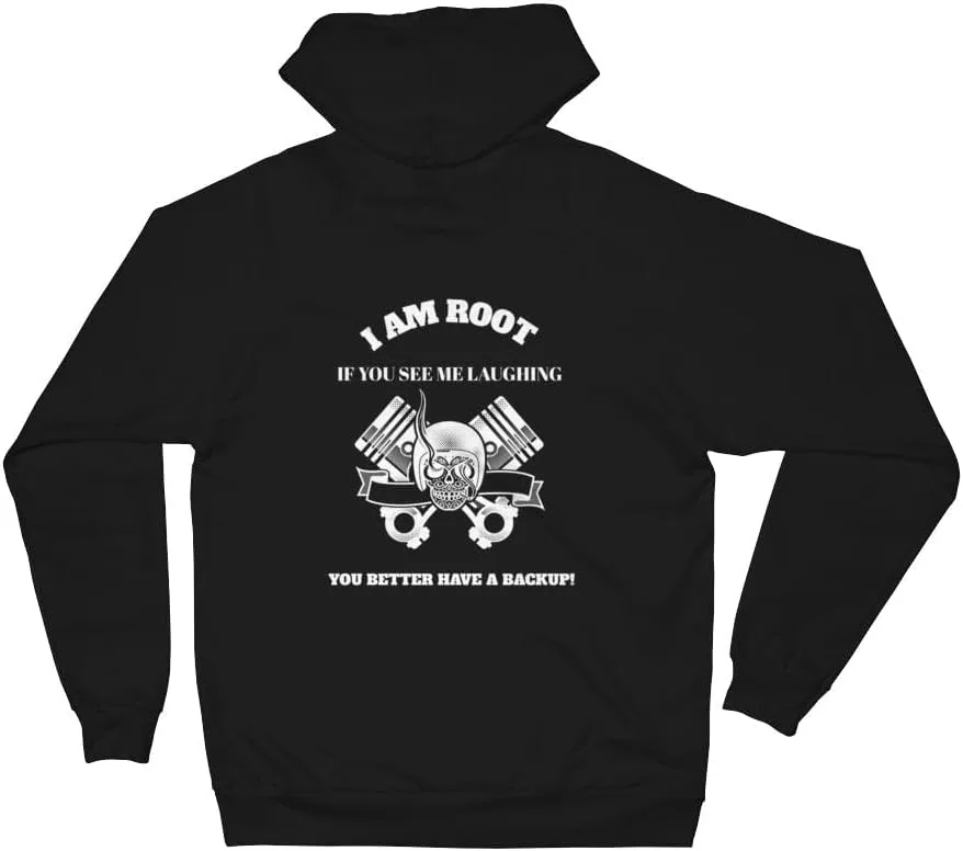 Толстовка с капюшоном I Am Root If You See Me Laughing You Better Have A Backup, унисекс, флис generic, черный — фото 2