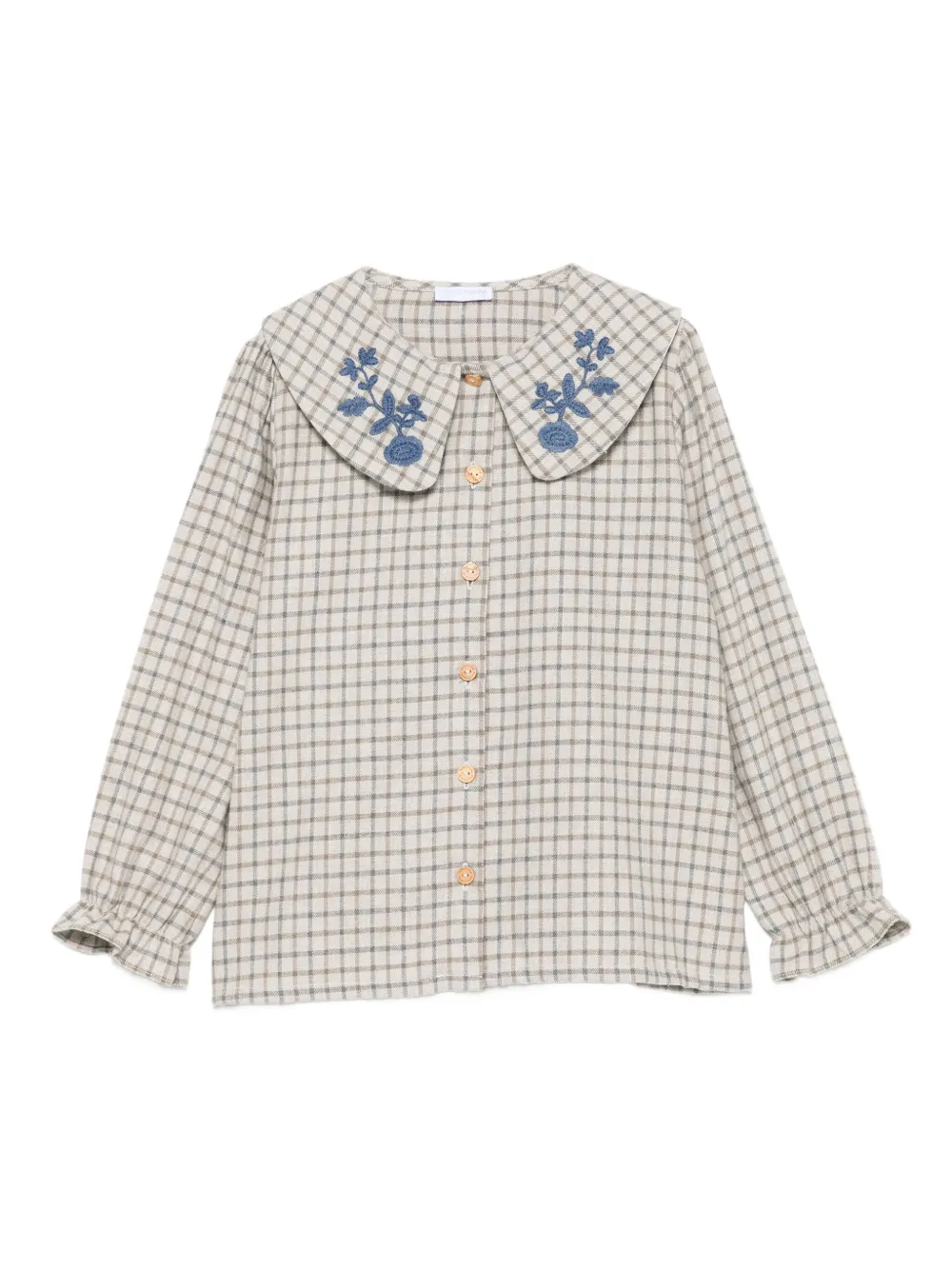 

Вышитая рубашка в клетку LARANJINHA, нейтральный