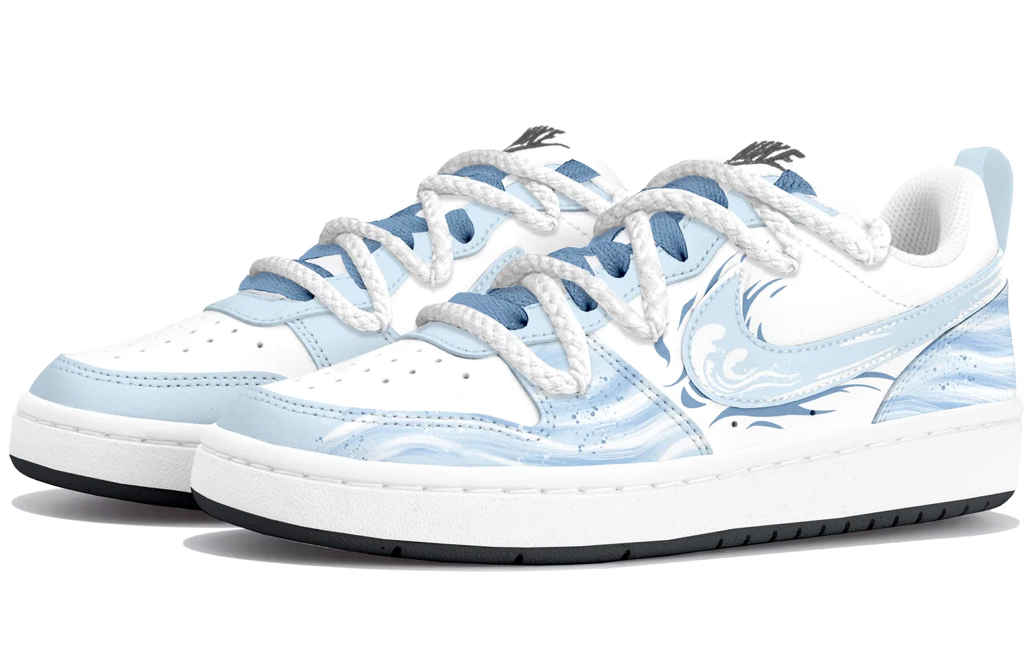 Кроссовки для скейтбординга Nike Court Borough Wave Sea Rhythm низкие синие — фото 4