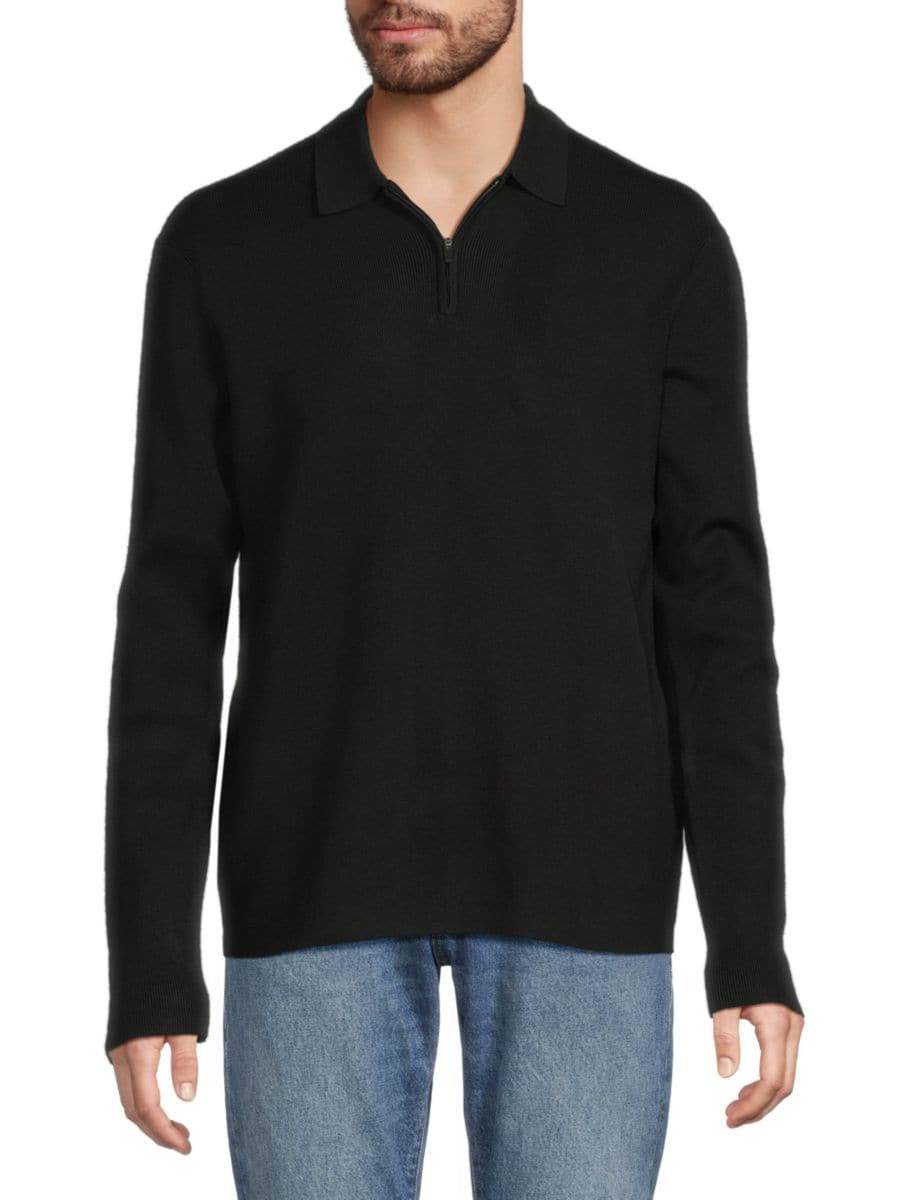 

Рубашка-поло с застежкой-молнией на четверть оборота Kenneth Cole, черный