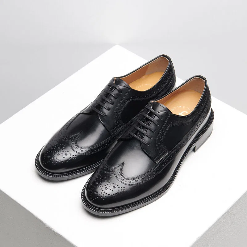 Мужские чёрные туфли дерби Brogue Wayne от Flap'F