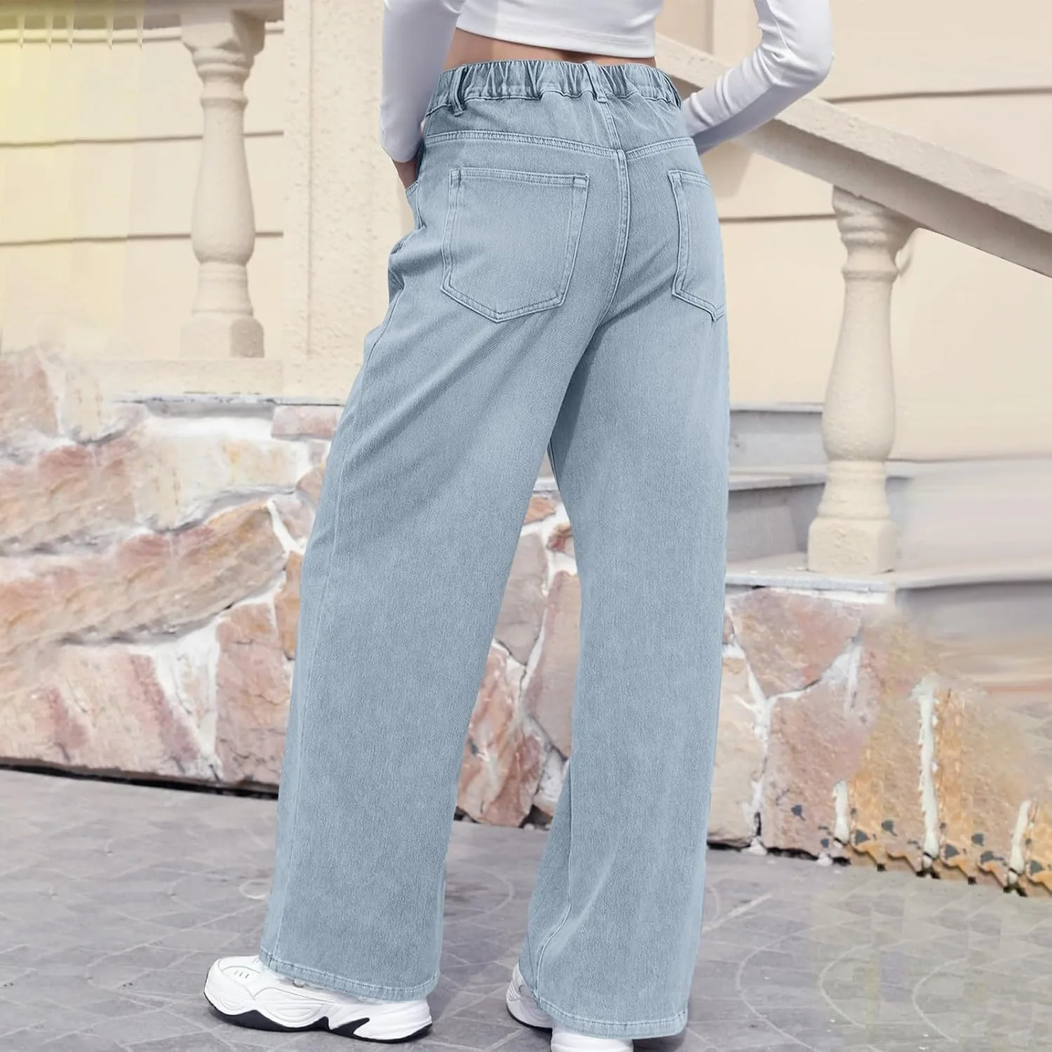 Джинсы женские low rise baggy wide leg с карманами — фото 4