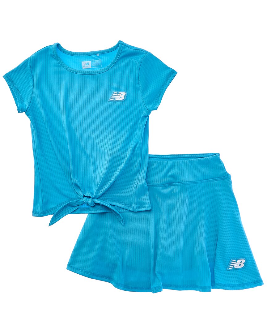 

Комплект New Balance из двух предметов: футболка в рубчик и самокат, синий