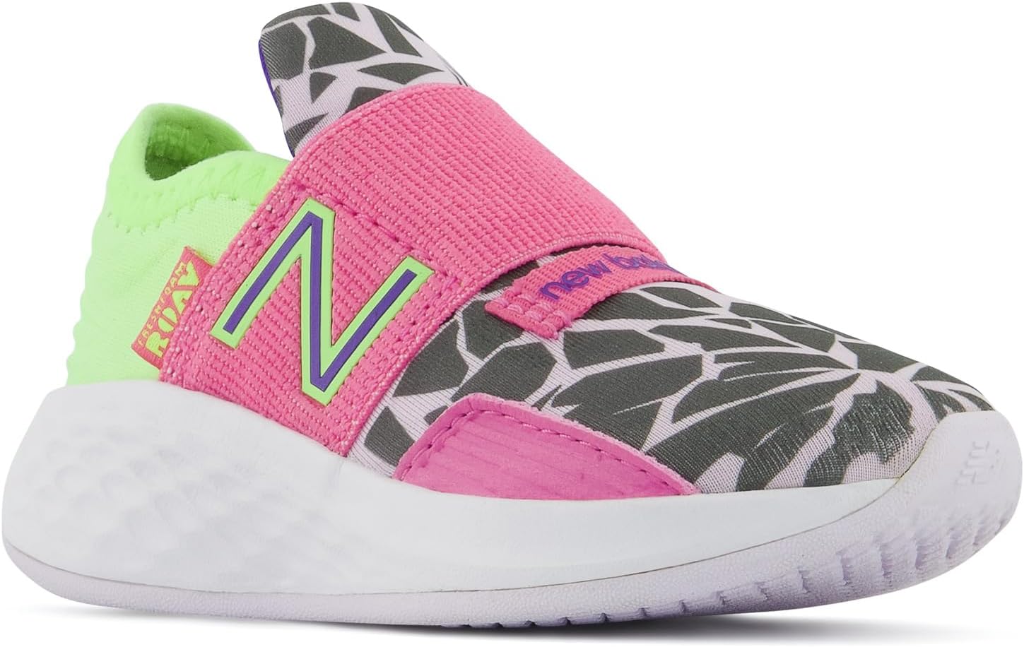 Кроссовки New Balance Unisex Baby Fresh Foam Roav V1 на шнуровке, черный/розовый — фото 2
