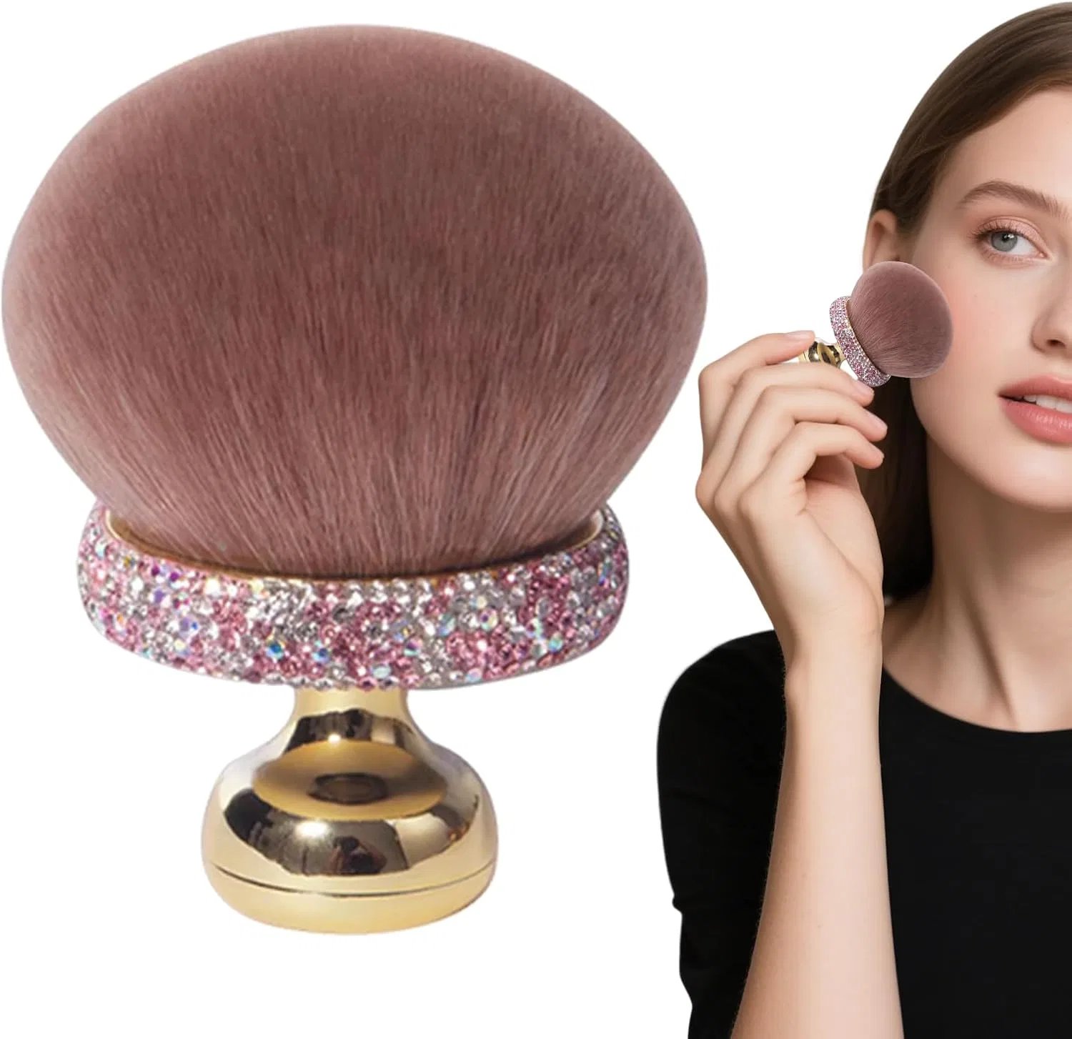 Кисть для пудры Mushroom Powder Brush, без бренда, 1 шт., розовая