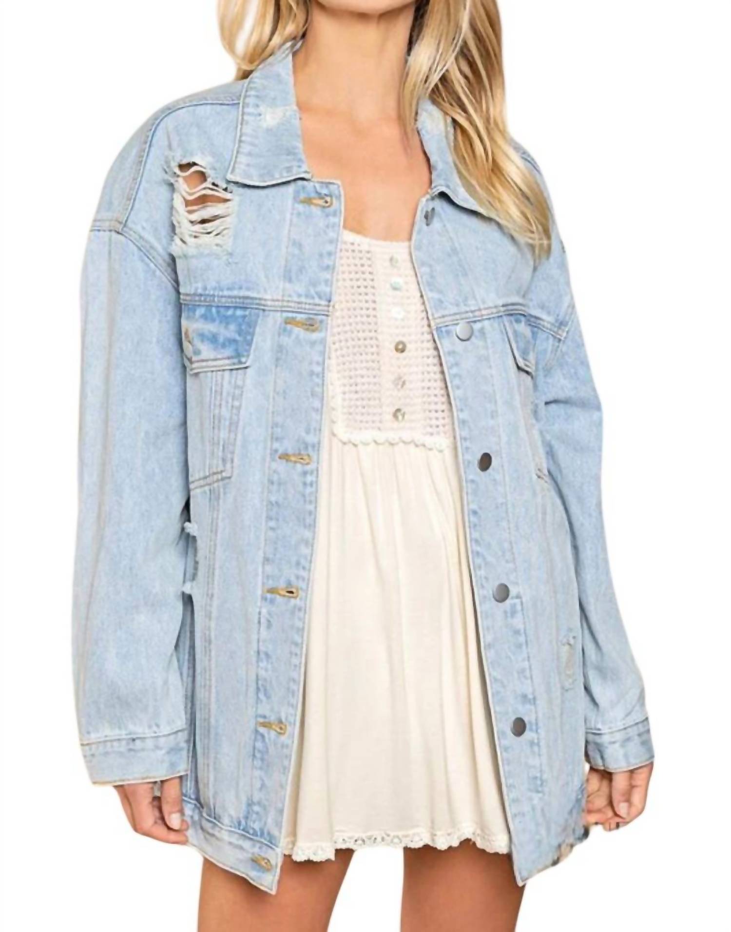 

Джинсовая куртка разноцветного цвета с эффектом потертости Je T'aime Mon Amour POL, цвет denim multi