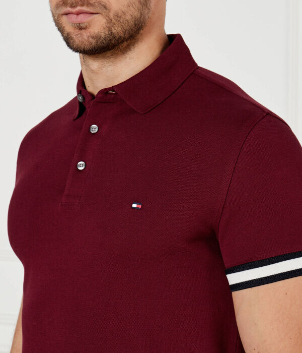 Футболка-поло Tommy Hilfiger Flag Slim Fit, бургундия — фото 4