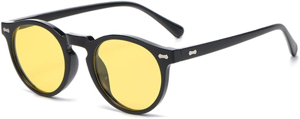 

Круглые солнцезащитные очки для женщин с декоративными заклепками, защита от УФ-излучения UV400, для мужчин в стиле панк, для занятий спортом на открытом воздухе, бега и езды на велосипеде UYPTK, Black Yellow