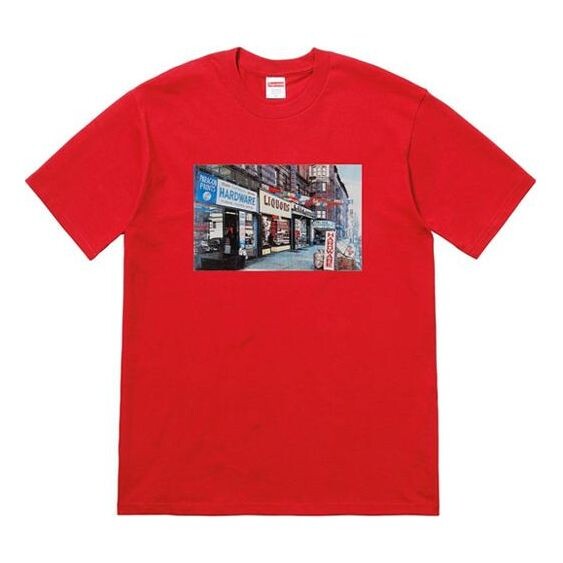 

Футболка ss18 hardware tee red printing short sleeve Supreme, красный