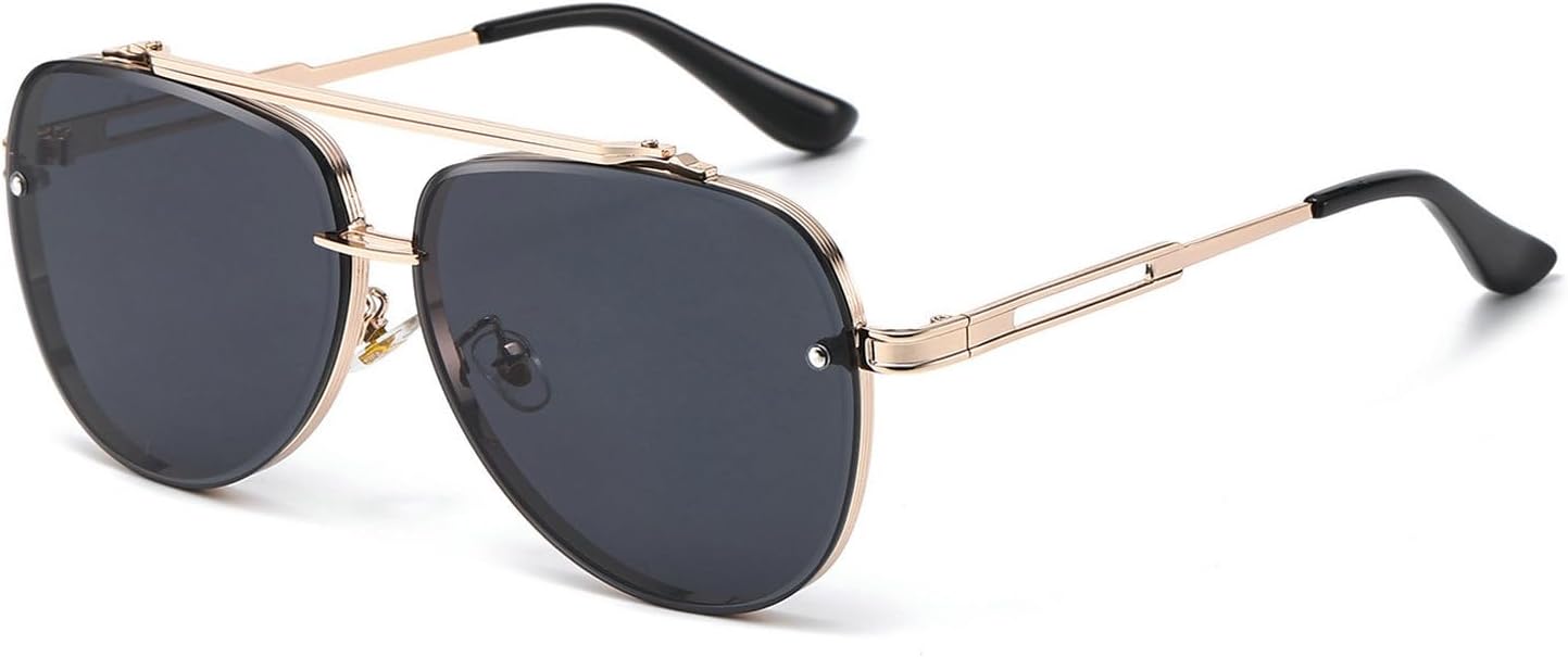 

Laureles Классические солнцезащитные очки-пилот с двойным лучом для мужчин, винтажная металлическая оправа, квадратная форма, солнцезащитные очки для женщин, защита от УФ-излучения UV400, C1