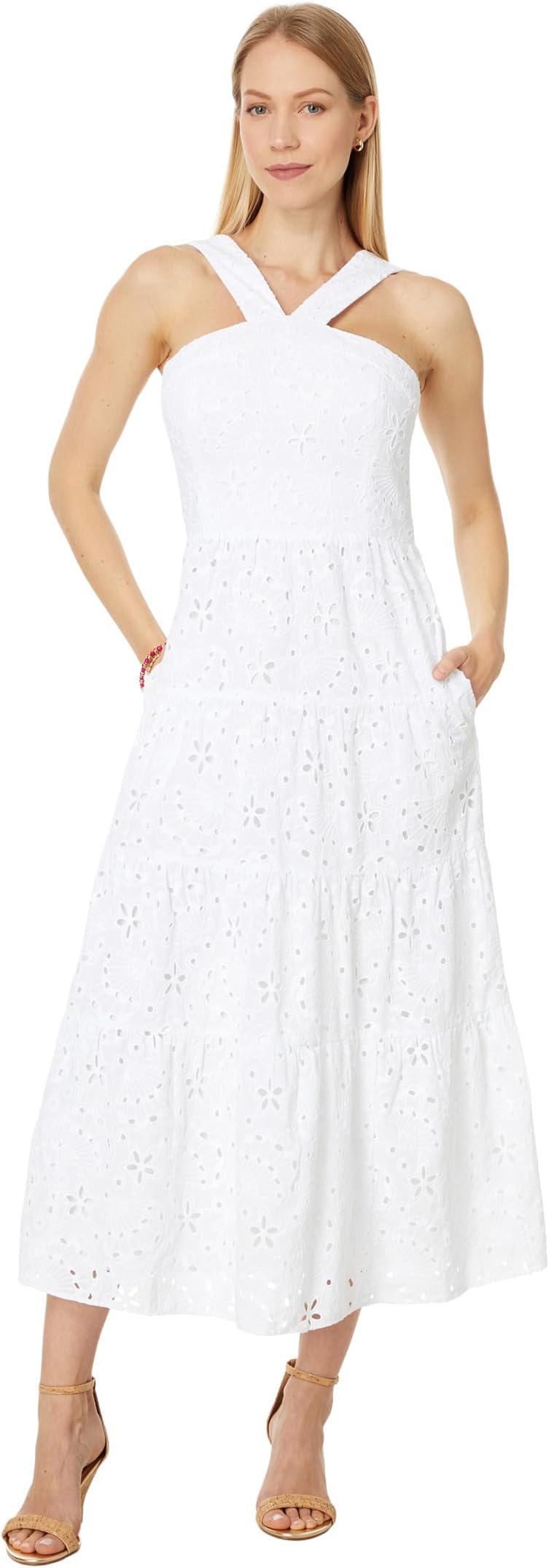 

Платье Lilly Pulitzer Jenette Eyelet Halter Mid, цвет Resort White Sealife Eyelet