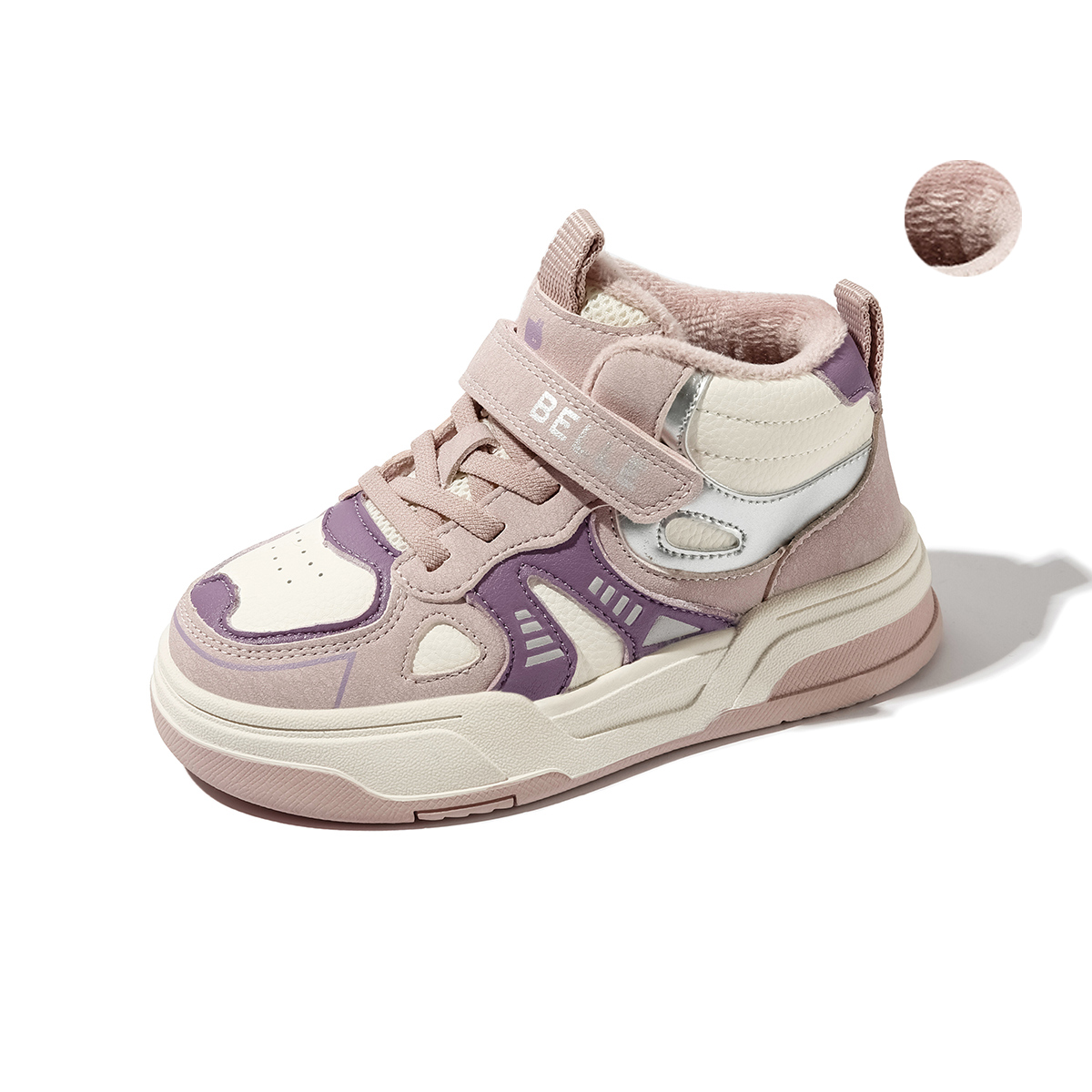 BELLE Средние детские повседневные кроссовки beige pink kids — фото 3