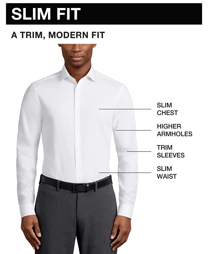 Мужская элегантная хлопковая рубашка с добавлением эластана Slim Fit Calvin Klein, синий — фото 4