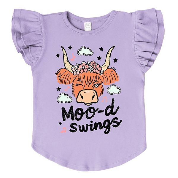 

Футболка с рукавами-крылышками и принтом Mood swings cow The Juniper Shop, Lavender