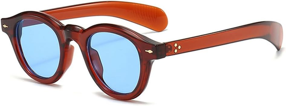 

Солнцезащитные очки UV400 для мужчин и женщин | Овальные прозрачные линзы, круглые заклепки | Для вождения и занятий спортом на открытом воздухе generic, Red Brown Blue