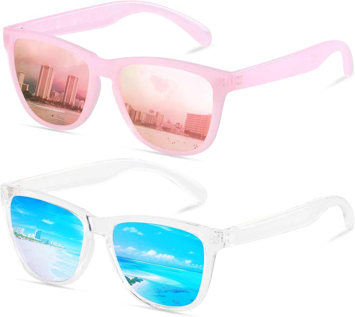 

Солнцезащитные очки ANDWOOD для женщин и мужчин, зеркальные, с защитой от УФ-излучения, милые, забавные, для девочек-подростков, солнцезащитные очки для активного отдыха и бега, (2pack) Mirrored All Pink + Ice Blue